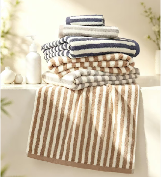 Cloud-soft Stripe Face Towel with Hook